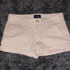 AEO Chino khaki midrise stretchy shorts size 00